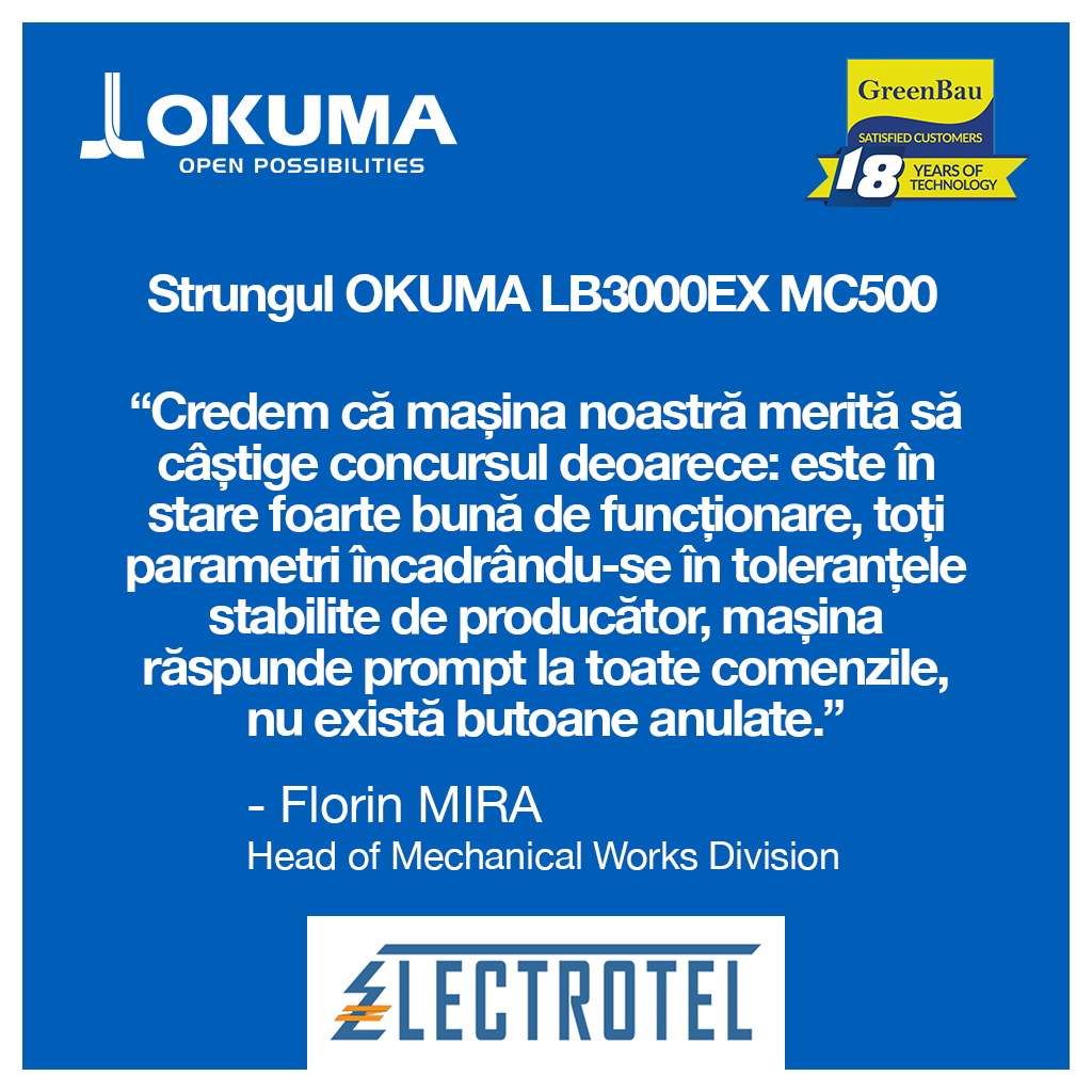 Mașini unelte CNC GreenBau Tehnologie - Vocea clientului ELECTROTEL